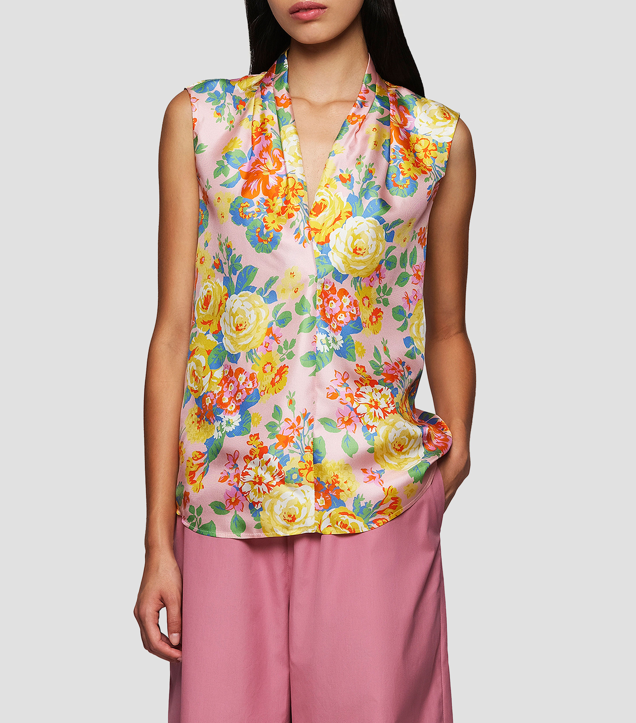 Blusa estampada sin mangas Mujer